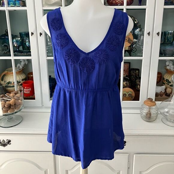 Bluish-Purple Embellished Sleeveless Top | S | ELLE - Picture 4 of 10